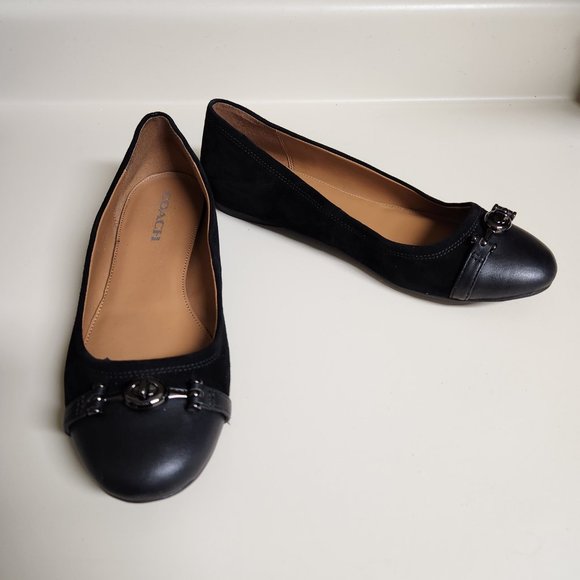 COACH Shoes Leila Flats Lux Suede Soft Nappa Black Size 9.5M with Box - Picture 14 of 14